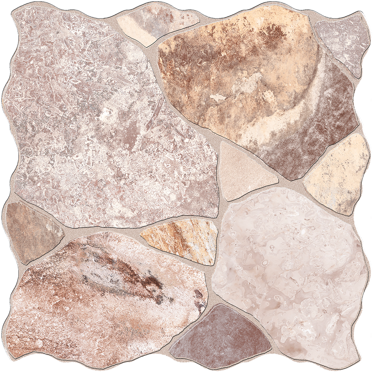 Stone CrazyPave Multicolour Embossed Textured Tile