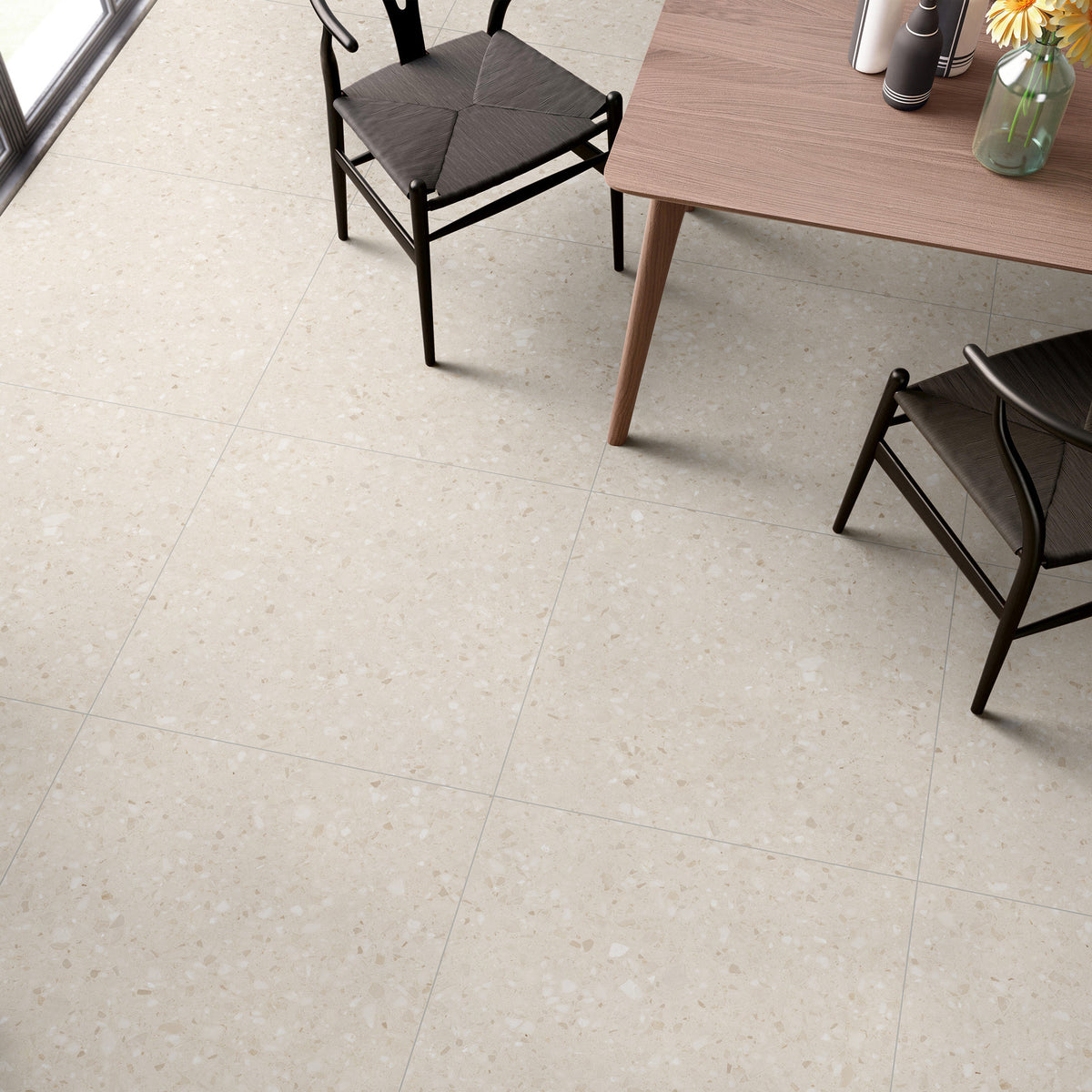 Terrazzo Beige Textured Tile - lifestyle view