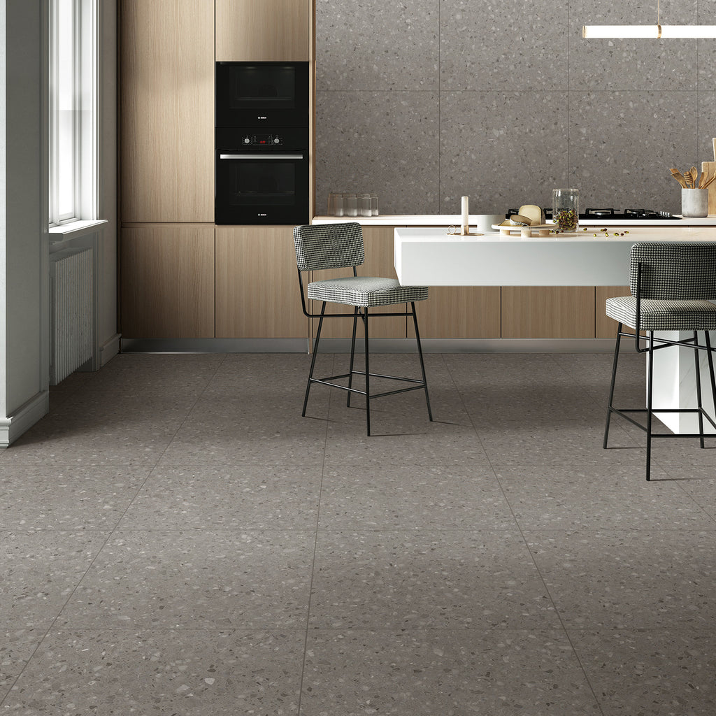 Terrazzo Dark Grey Textured Tile - lifestyle view