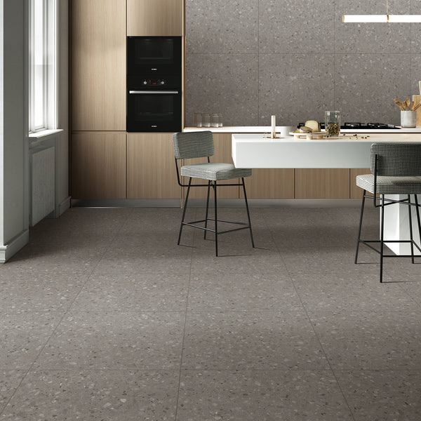 Terrazzo Dark Grey Textured Tile - lifestyle view
