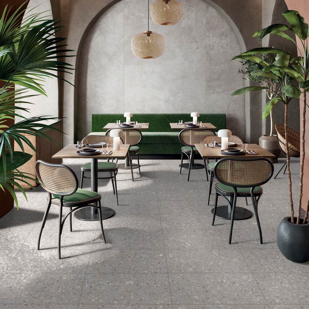 Terrazzo Dark Grey Textured Tile - lifestyle view