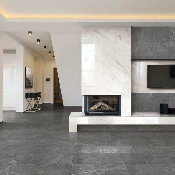 Charcoal HiLite Microtec Textured Tile - lifestyle view