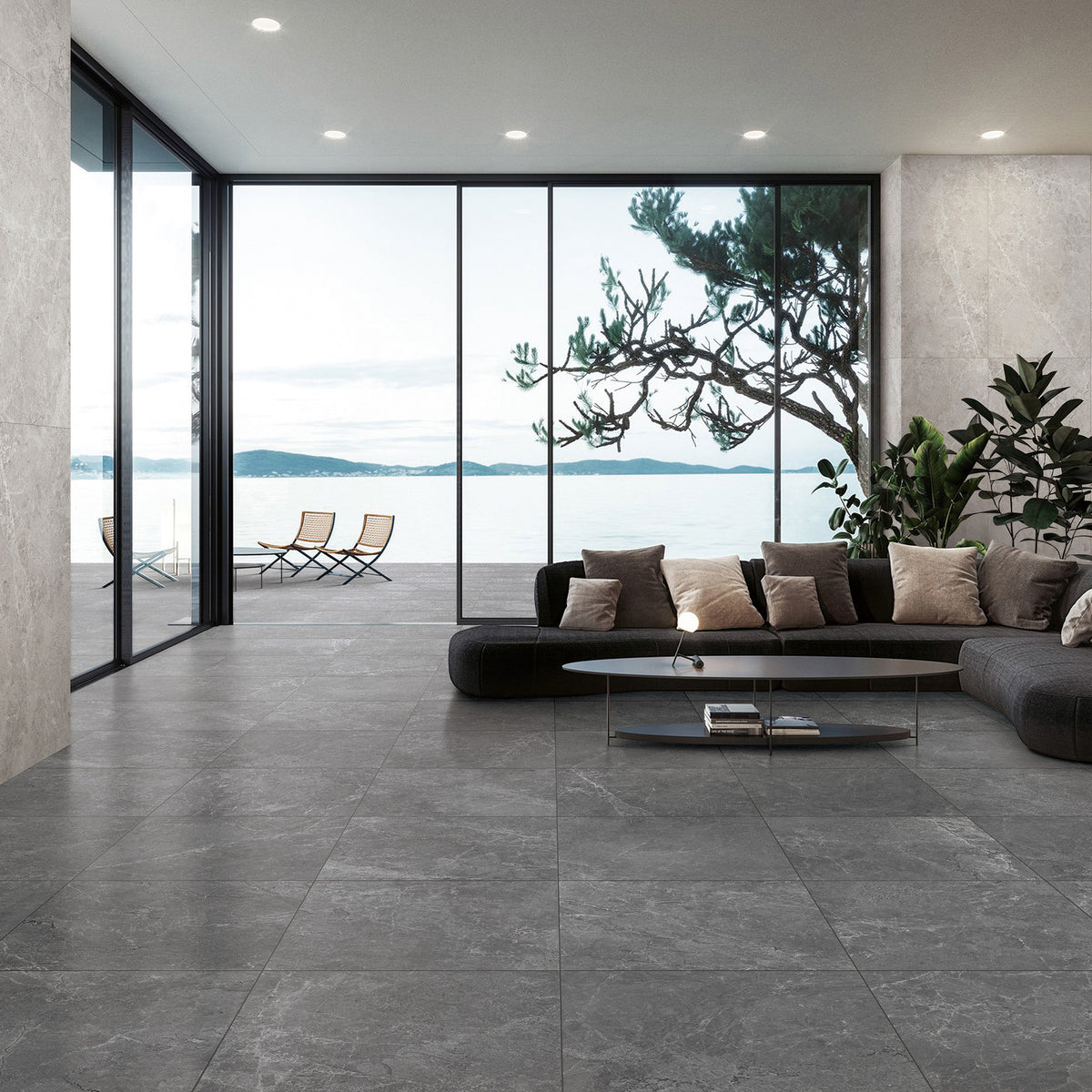 Charcoal HiLite Silk Tile - lifestyle view