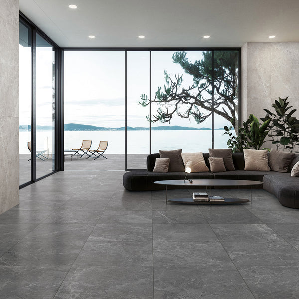 Charcoal HiLite Silk Tile - lifestyle view