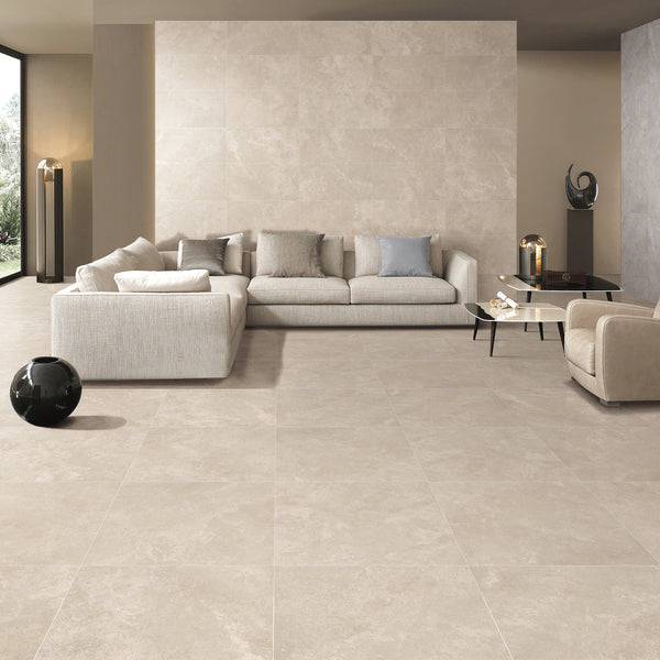 Travertine Beige Textured Tile - lifestyle view