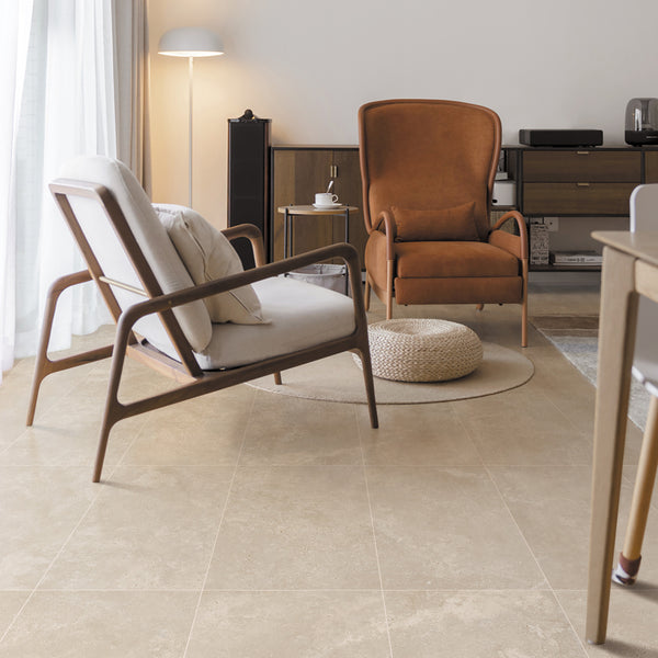 Travertine Beige Textured Tile - lifestyle view