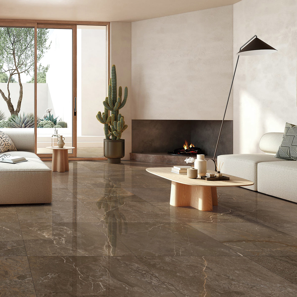 Marble Brown Polished Tile - lifestyle view