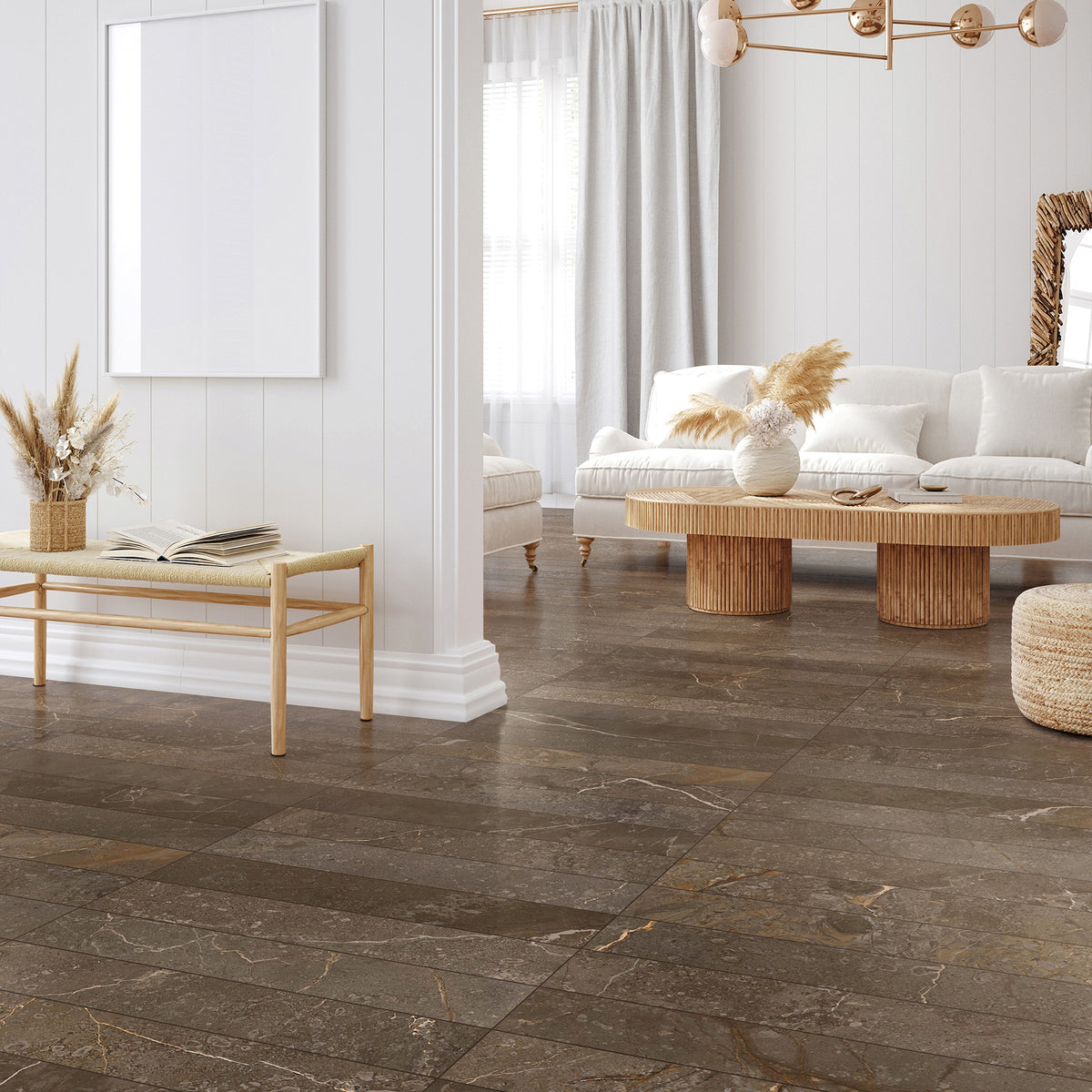 Marble Brown Structured Silk Tile - lifestyle view
