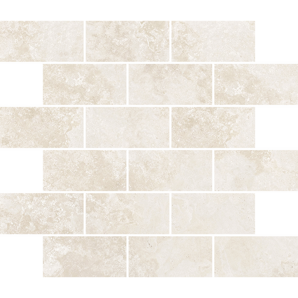 Pompeii Travertine Brick Avorio Silk Tumbled Edge Mosaic