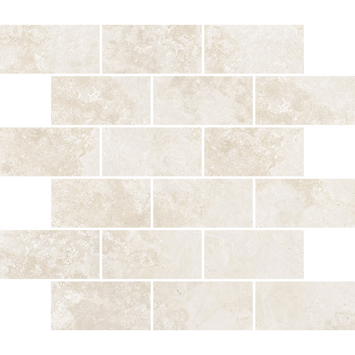 Pompeii Travertine Brick Avorio Silk Tumbled Edge Mosaic