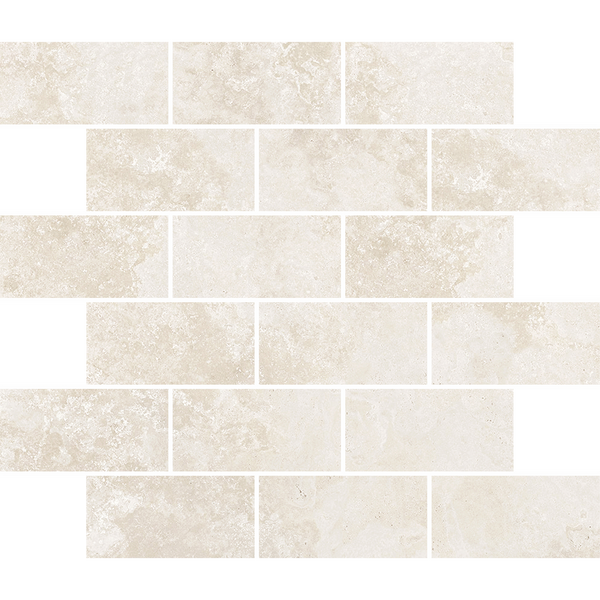Pompeii Travertine Brick Avorio Silk Tumbled Edge Mosaic