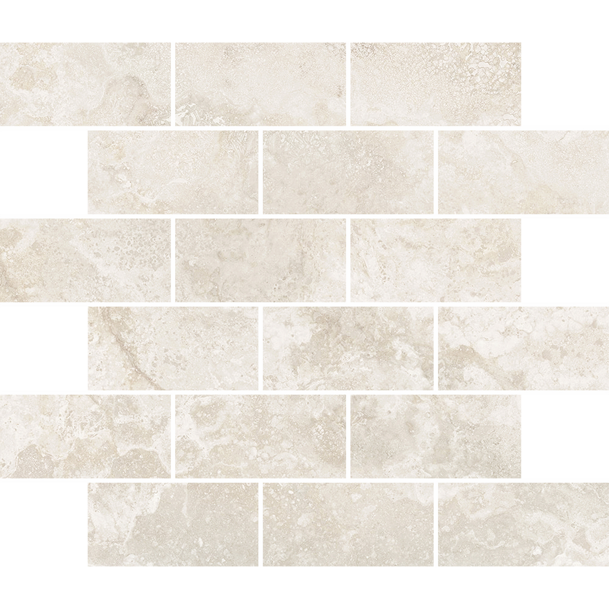 Travertine Brick Avorio Silk Tumbled Edge Mosaic