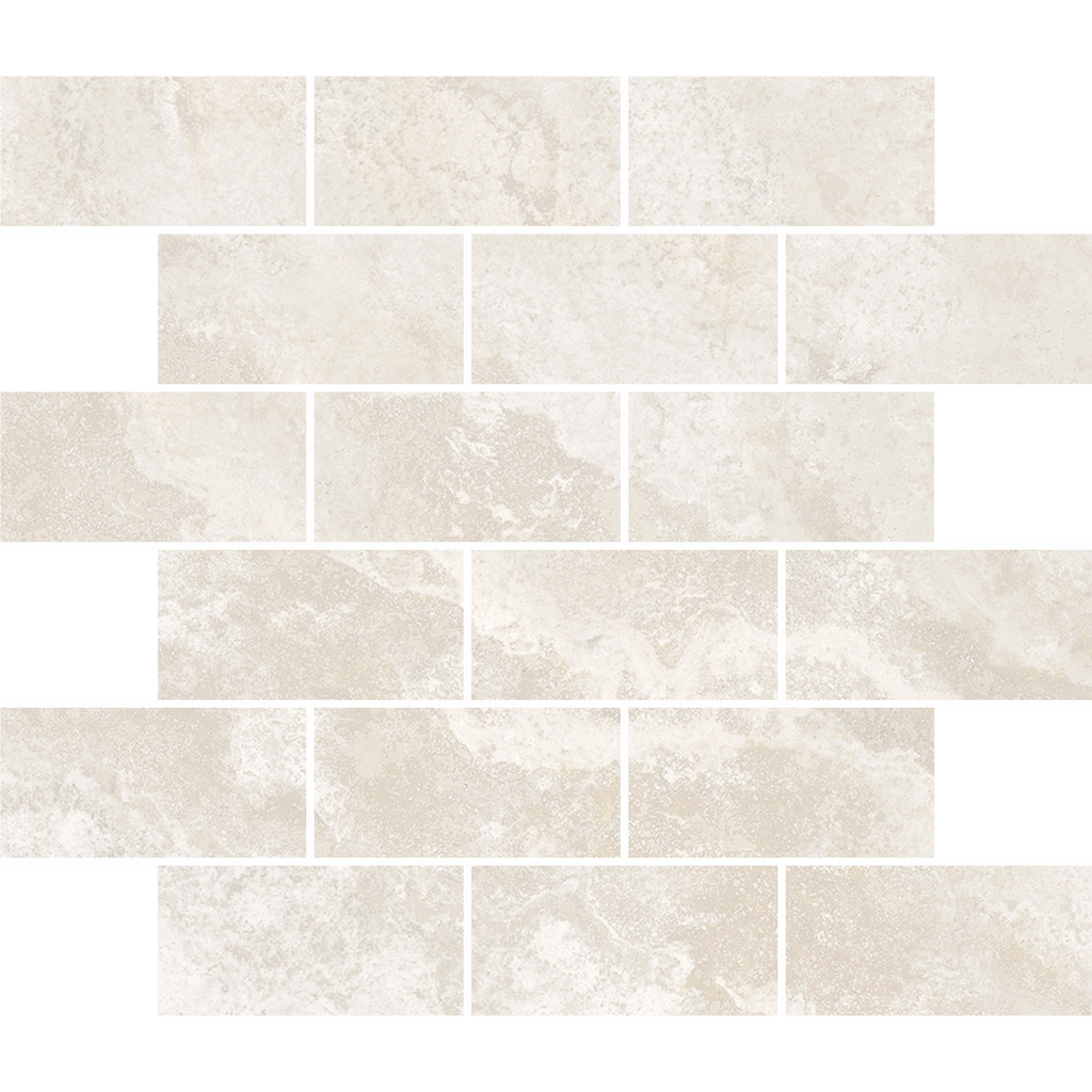 Travertine Brick Avorio Silk Tumbled Edge Mosaic