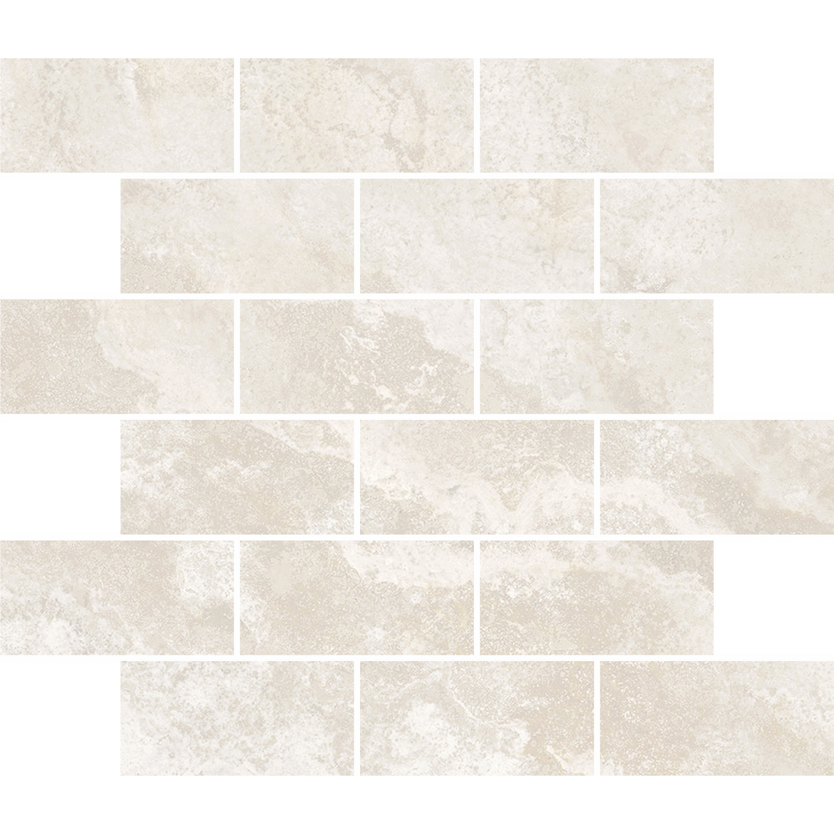 Travertine Brick Avorio Silk Tumbled Edge Mosaic