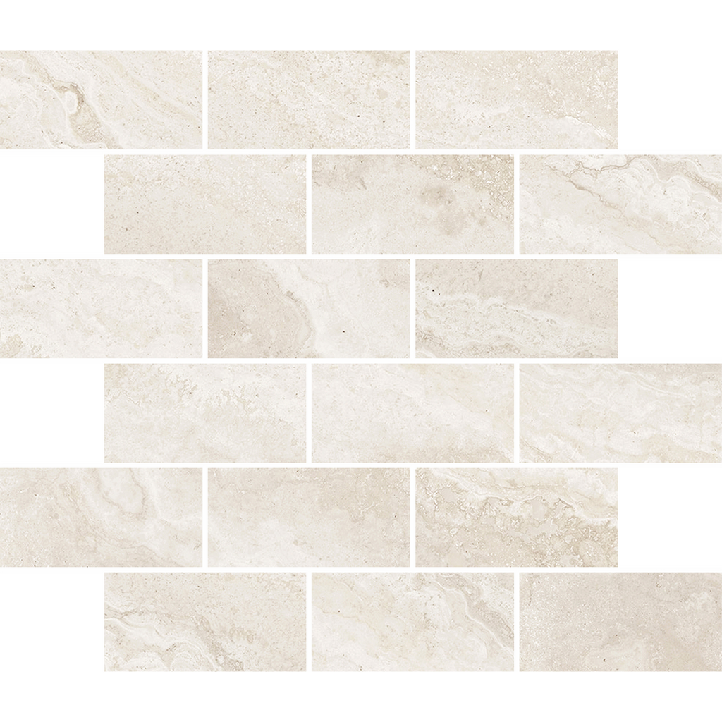 Travertine Brick Avorio Silk Tumbled Edge Mosaic