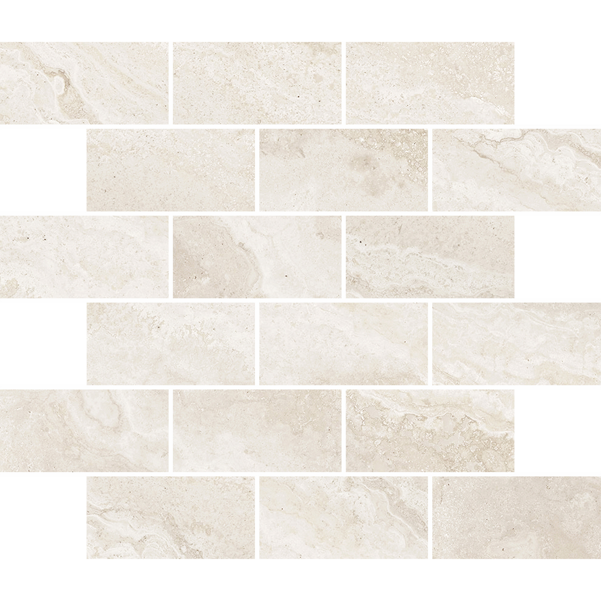 Travertine Brick Avorio Silk Tumbled Edge Mosaic