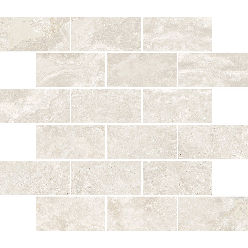 Travertine Brick Avorio Silk Tumbled Edge Mosaic