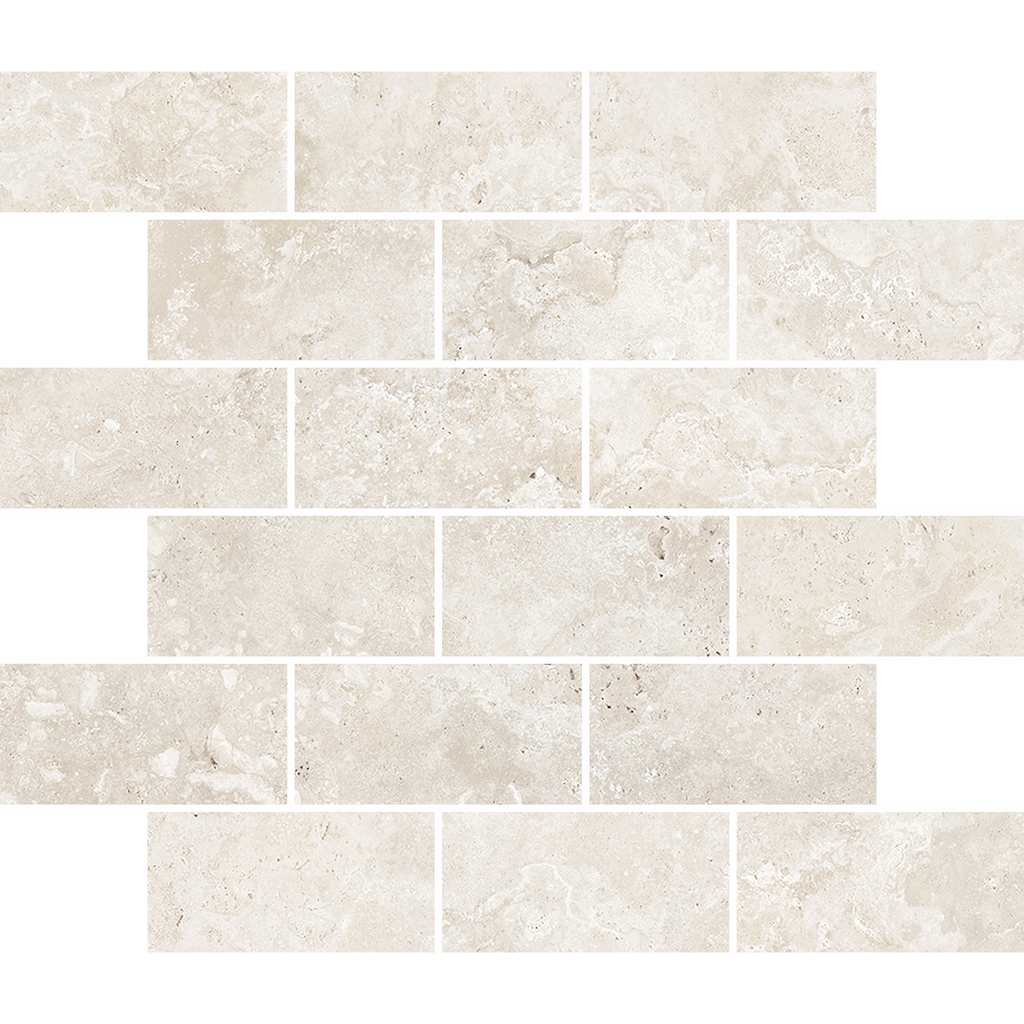 Travertine Brick Avorio Silk Tumbled Edge Mosaic