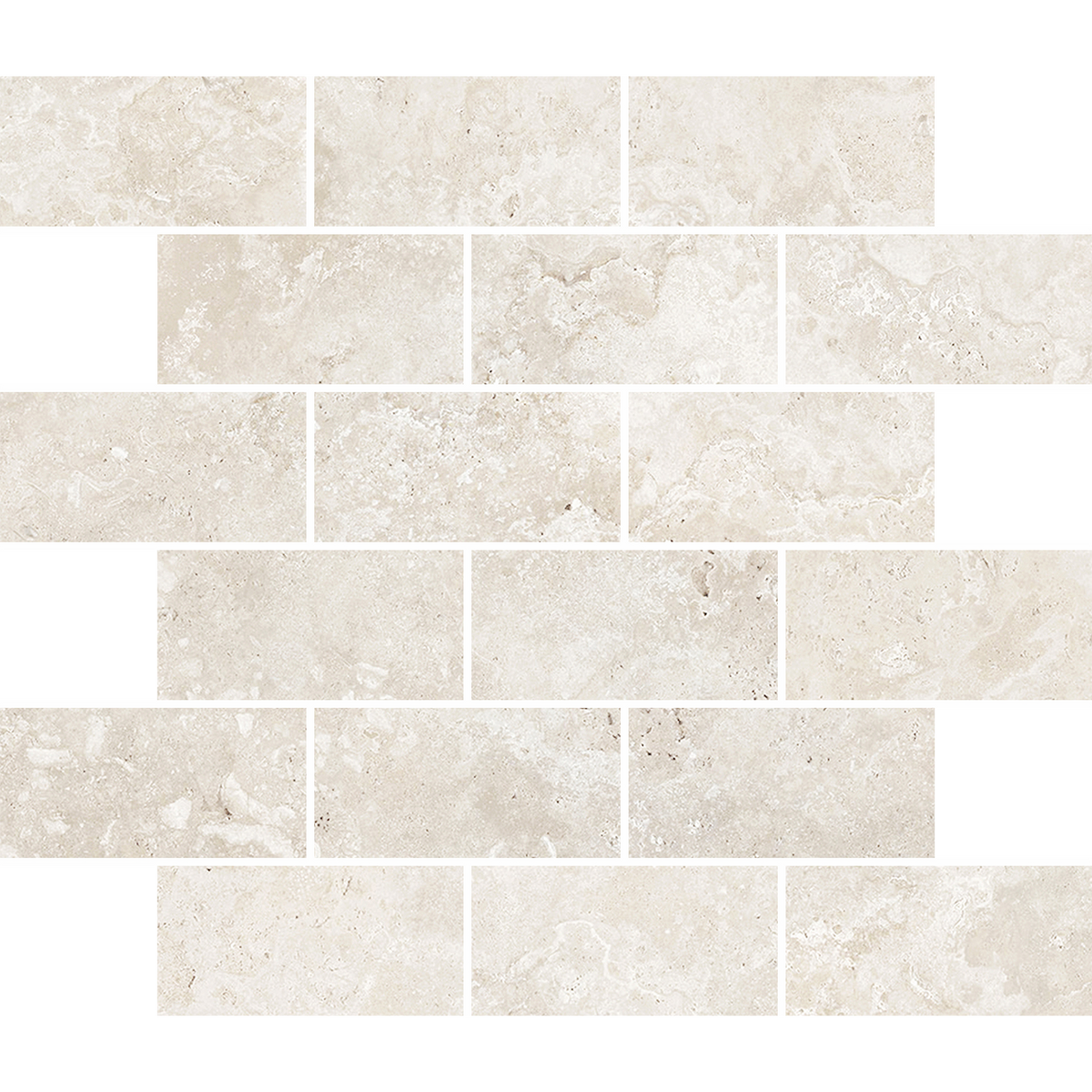 Travertine Brick Avorio Silk Tumbled Edge Mosaic