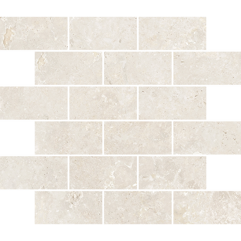 Travertine Brick Avorio Silk Tumbled Edge Mosaic