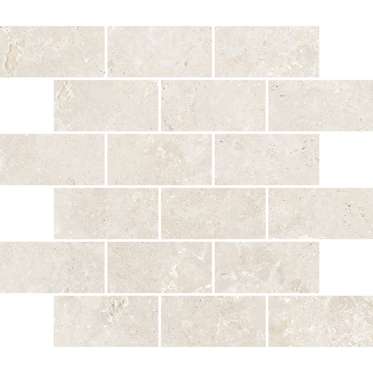 Travertine Brick Avorio Silk Tumbled Edge Mosaic