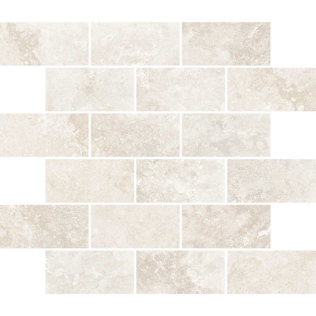 Travertine Brick Avorio Silk Tumbled Edge Mosaic