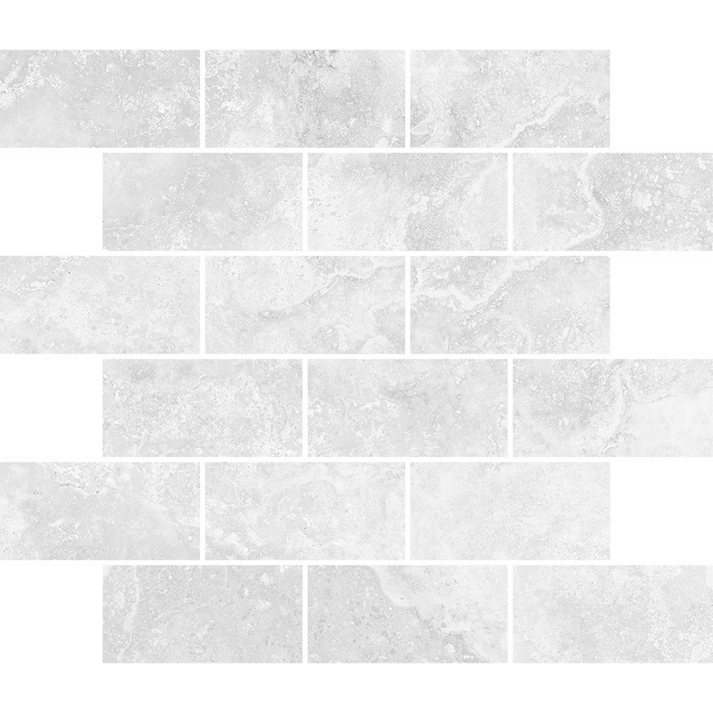 Pompeii Travertine Brick Cenere Silk Tumbled Edge Mosaic