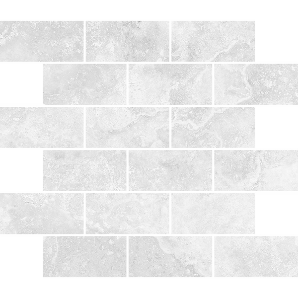 Pompeii Travertine Brick Cenere Silk Tumbled Edge Mosaic