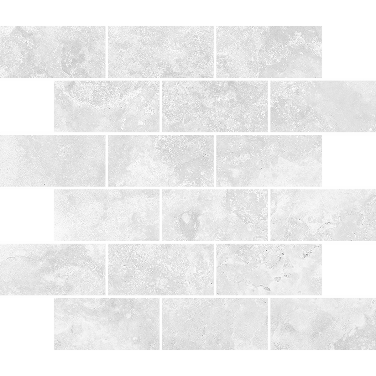 Travertine Brick Cenere Silk Tumbled Edge Mosaic