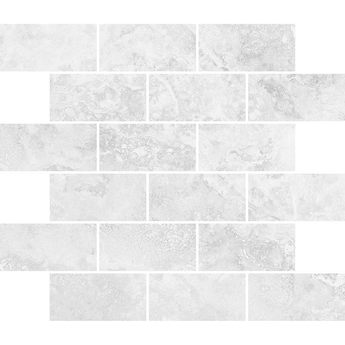 Travertine Brick Cenere Silk Tumbled Edge Mosaic