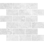 Travertine Brick Cenere Silk Tumbled Edge Mosaic