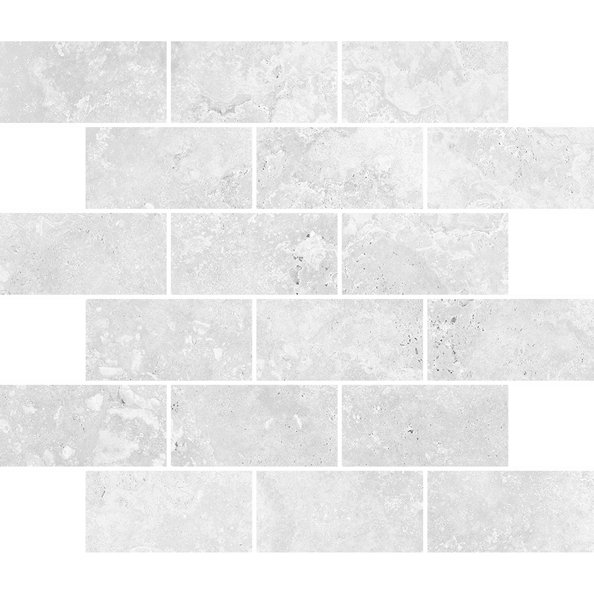 Travertine Brick Cenere Silk Tumbled Edge Mosaic
