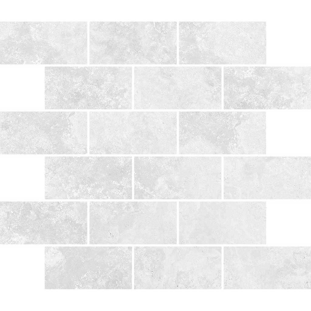 Travertine Brick Cenere Silk Tumbled Edge Mosaic