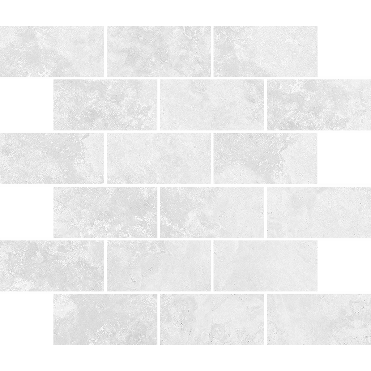 Travertine Brick Cenere Silk Tumbled Edge Mosaic