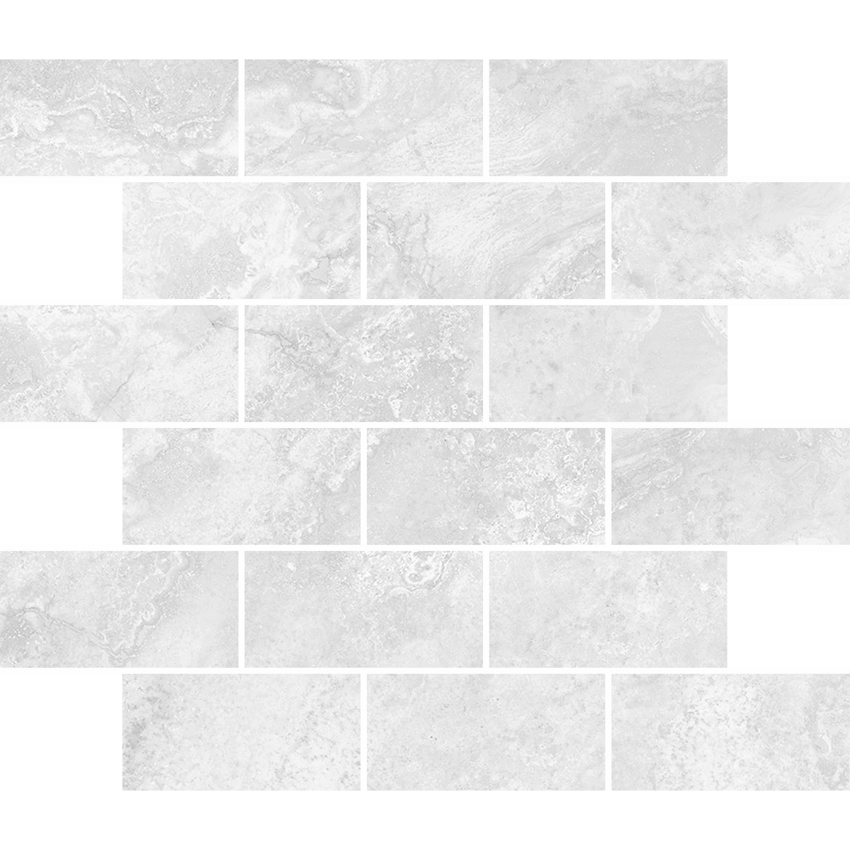 Travertine Brick Cenere Silk Tumbled Edge Mosaic