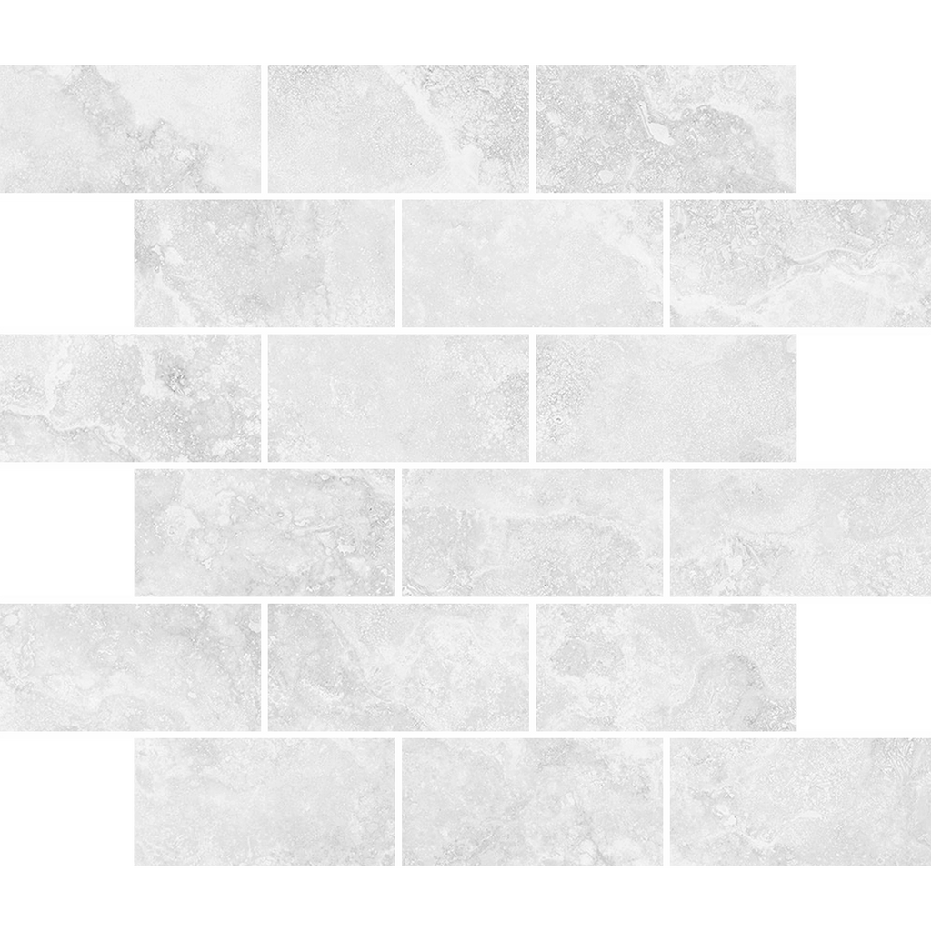 Travertine Brick Cenere Silk Tumbled Edge Mosaic