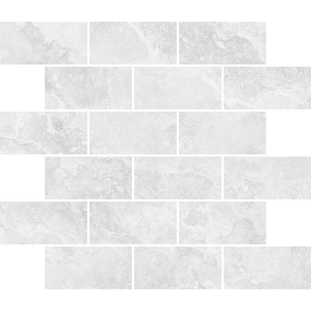 Travertine Brick Cenere Silk Tumbled Edge Mosaic