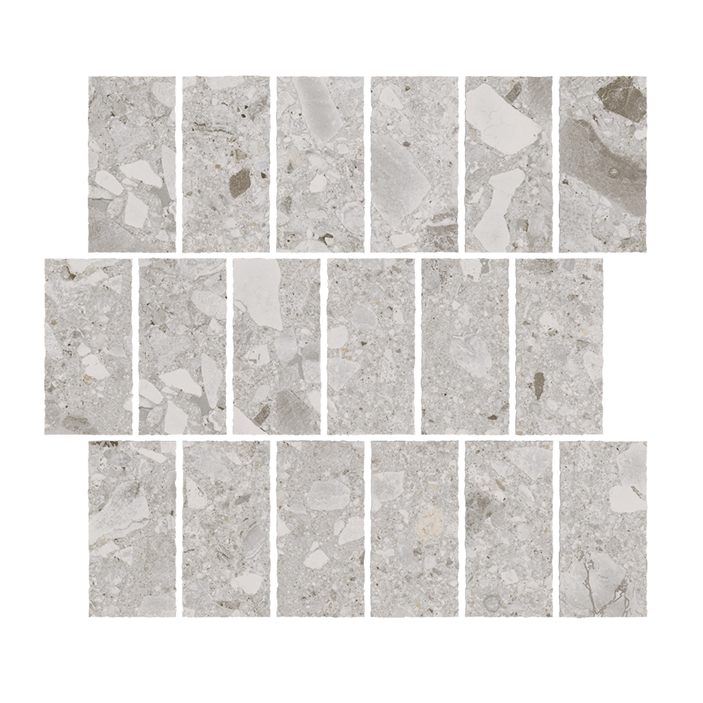 Lakeside Ceppo Brick Grey Microtec Textured  Tumbled Edge Mosaic