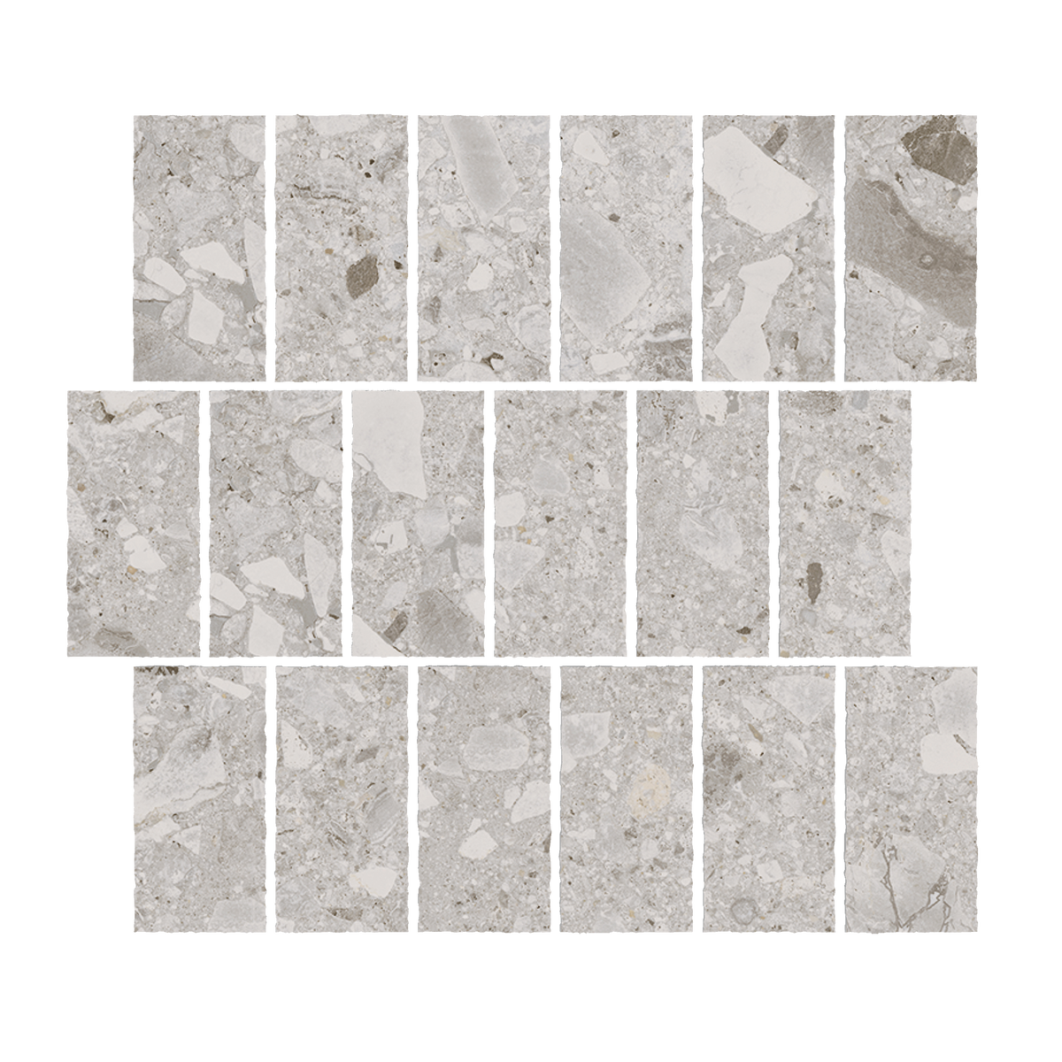 Lakeside Ceppo Brick Grey Microtec Textured  Tumbled Edge Mosaic