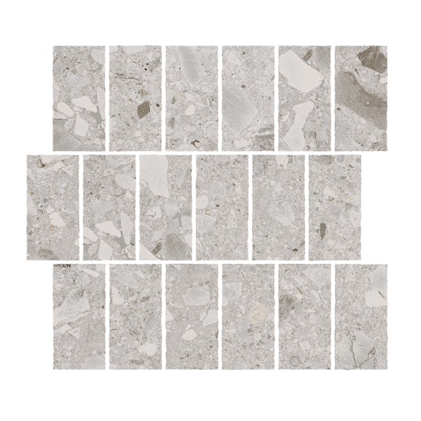 Lakeside Ceppo Brick Grey Microtec Textured  Tumbled Edge Mosaic