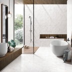 Carrara White Textured Tile - lifestyle view