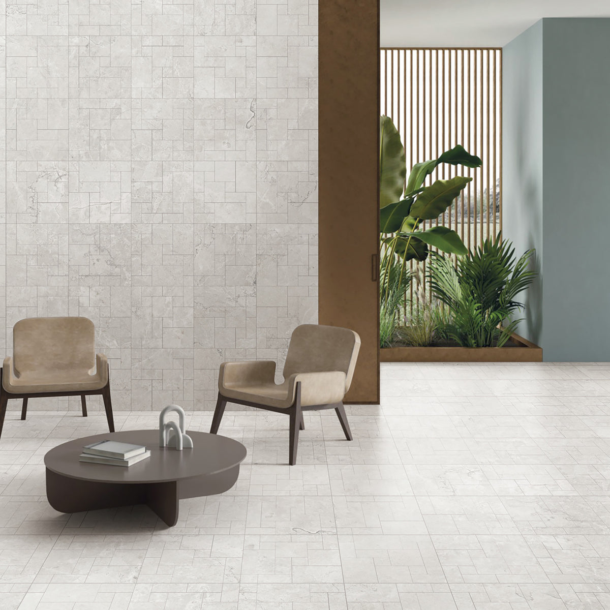 French Pattern Ash HiLite Silk Mosaic - lifestyle view