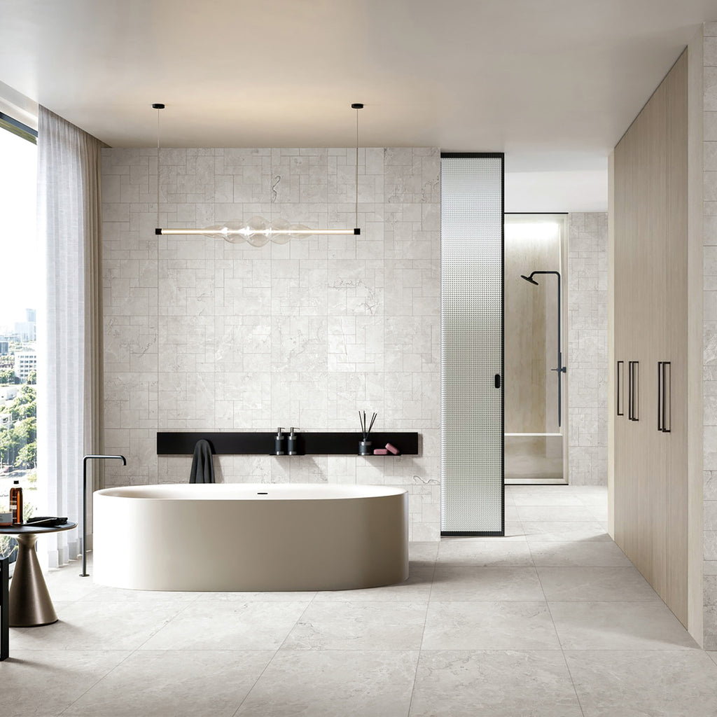 French Pattern Ash HiLite Silk Mosaic - lifestyle view