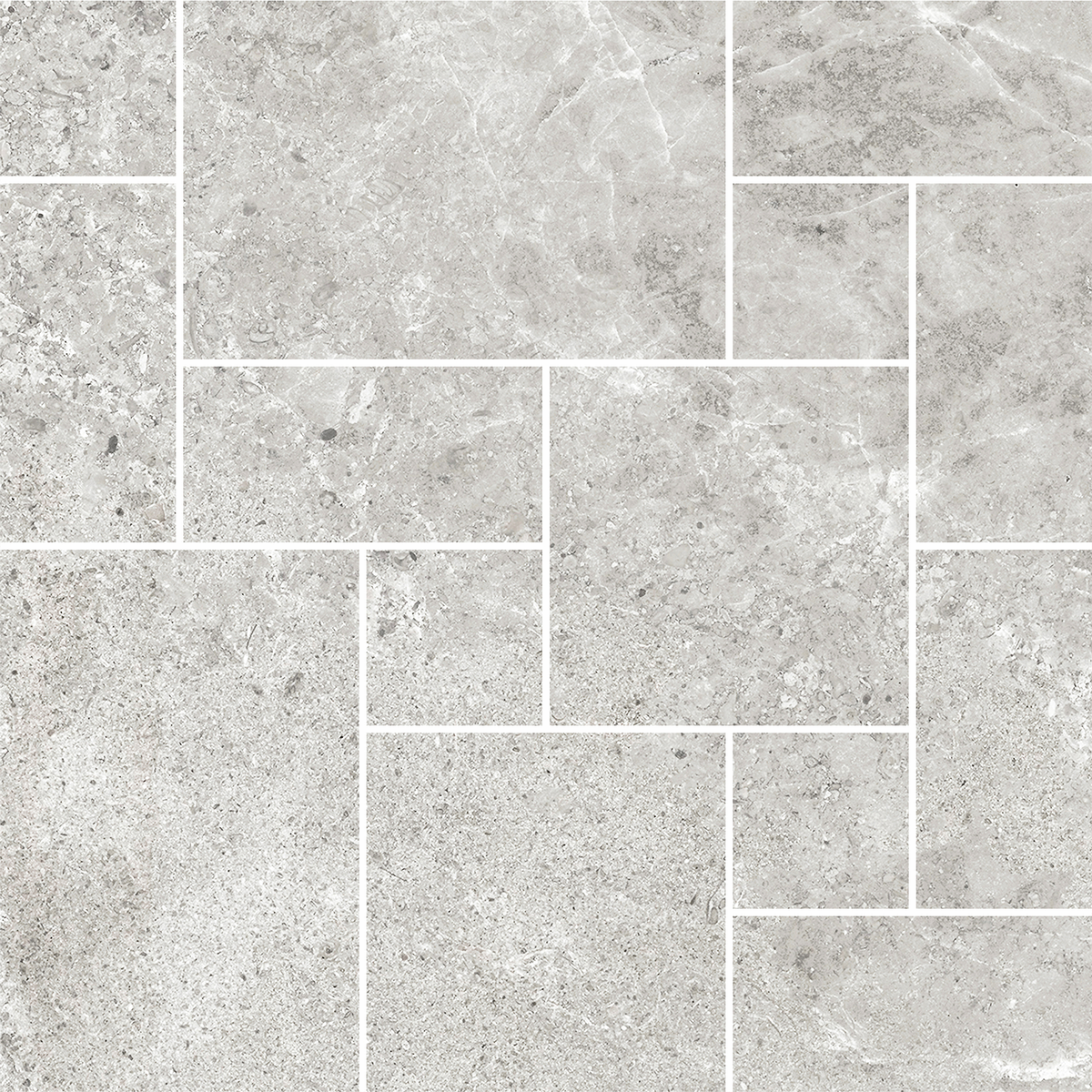 Tundra French Pattern Light Grey HiLite Silk Mosaic