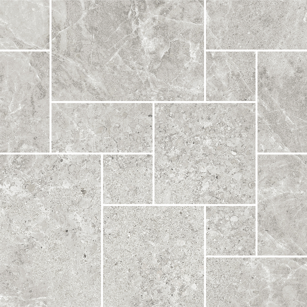 French Pattern Light Grey HiLite Silk Mosaic