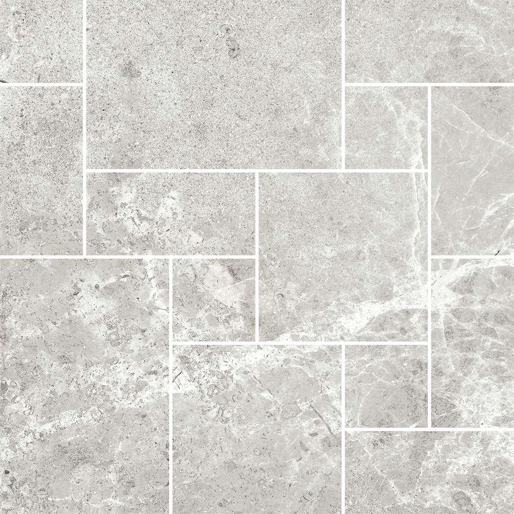 French Pattern Light Grey HiLite Silk Mosaic