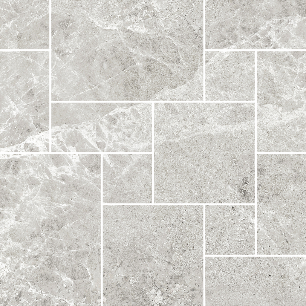 French Pattern Light Grey HiLite Silk Mosaic