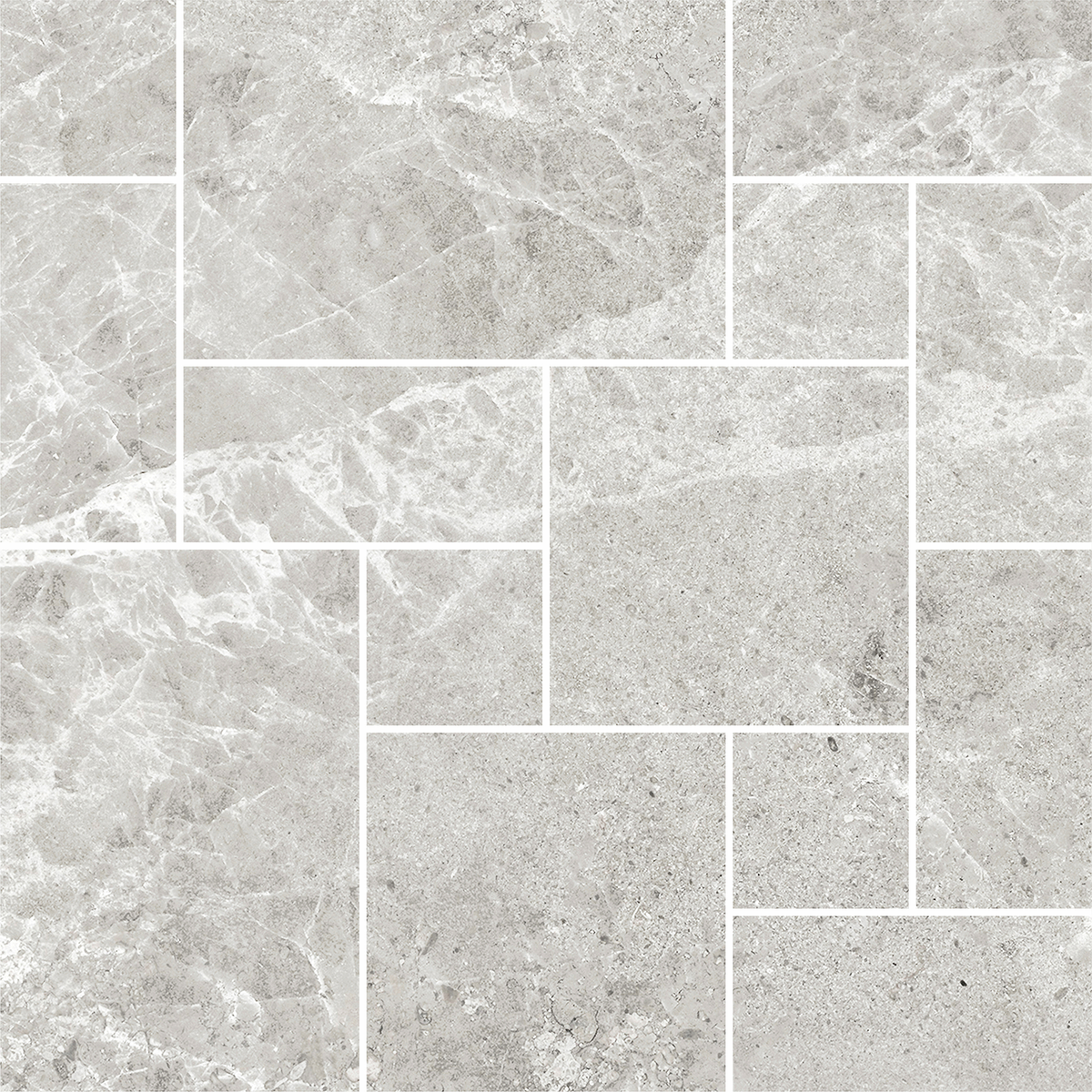 French Pattern Light Grey HiLite Silk Mosaic