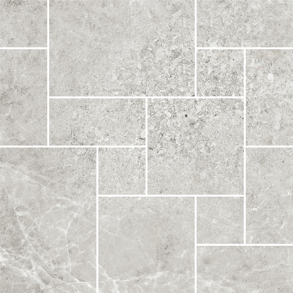 French Pattern Light Grey HiLite Silk Mosaic