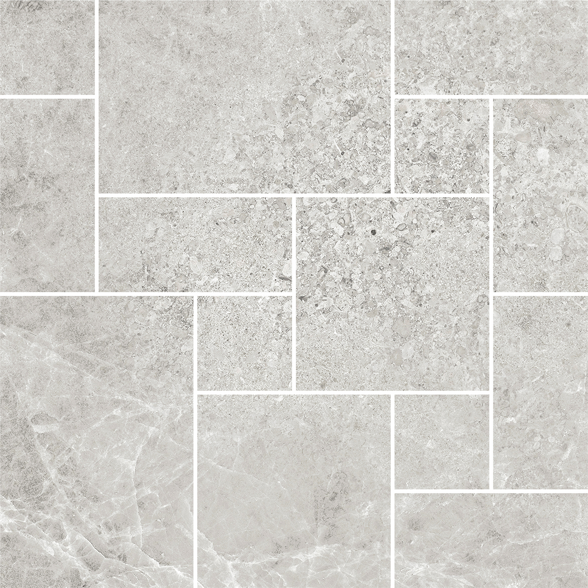 French Pattern Light Grey HiLite Silk Mosaic